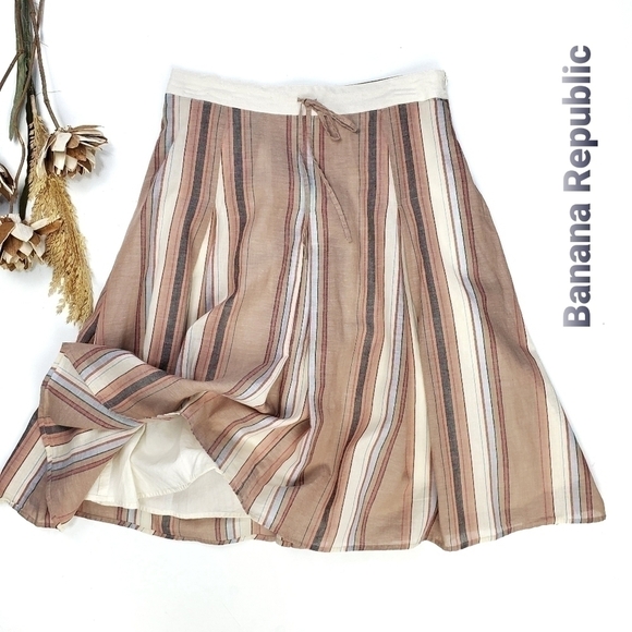 Banana Republic Cream Tan Orange Stripe Skirt 2 - Picture 1 of 14